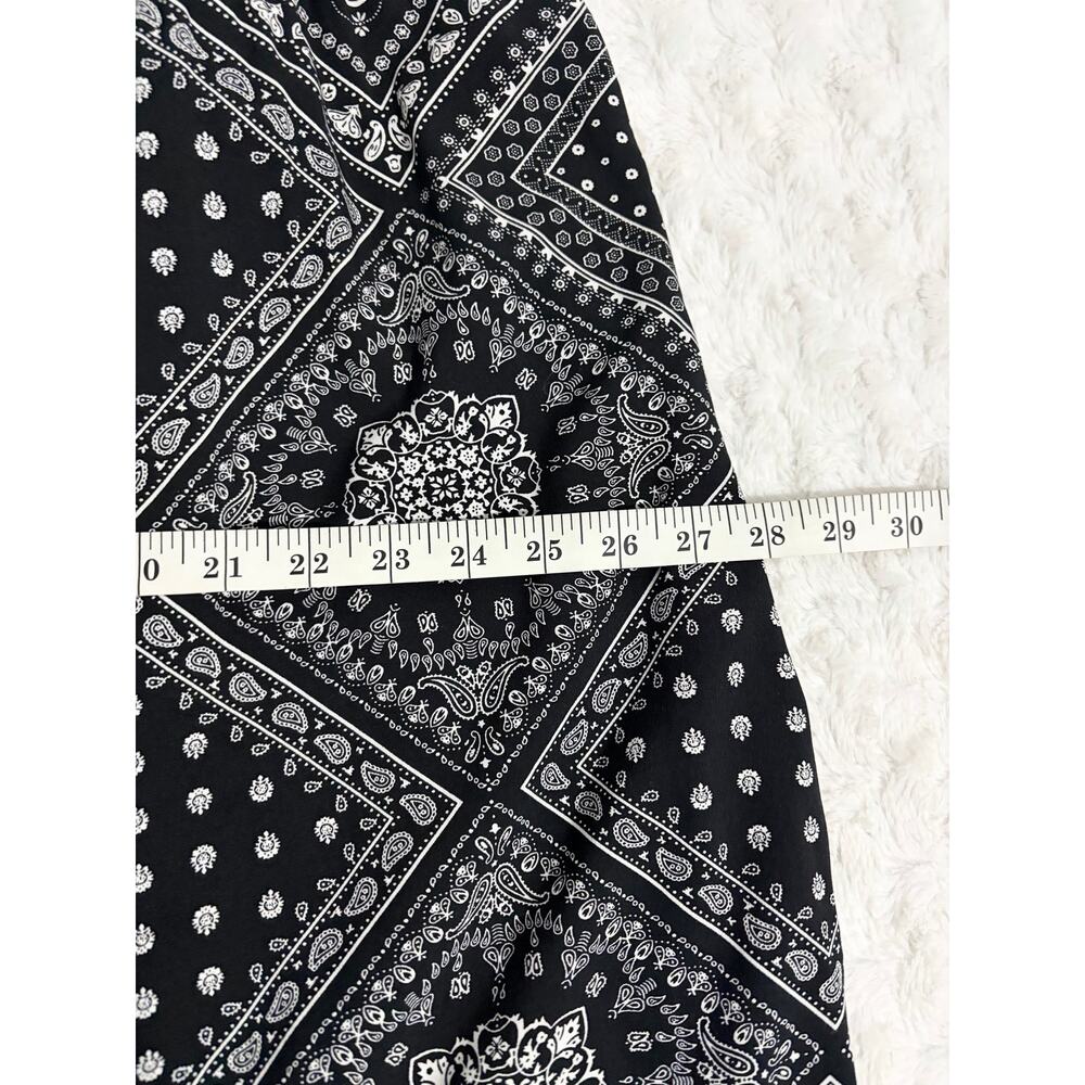THML Black Embroidered Bandana Print Relaxed Fit Boho Southwestern Midi Dress L - Picture 9 of 9